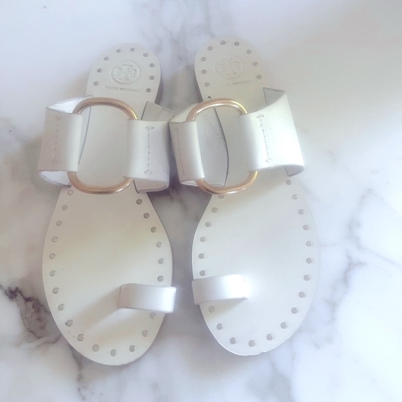 Tory Burch Shoes - Tory Burch white leather sandals Sz 9